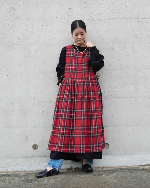 <販売開始 9月19日 金曜日 21:00 〜> INDIGO Tartan Apron Dress / Red・Blue